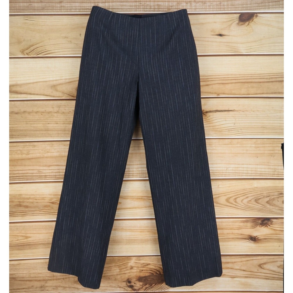 Yansi Fugel Dress Pants Womens Sz 8‎ Gray Striped Wool 33" Inseam Mid Rise Lined